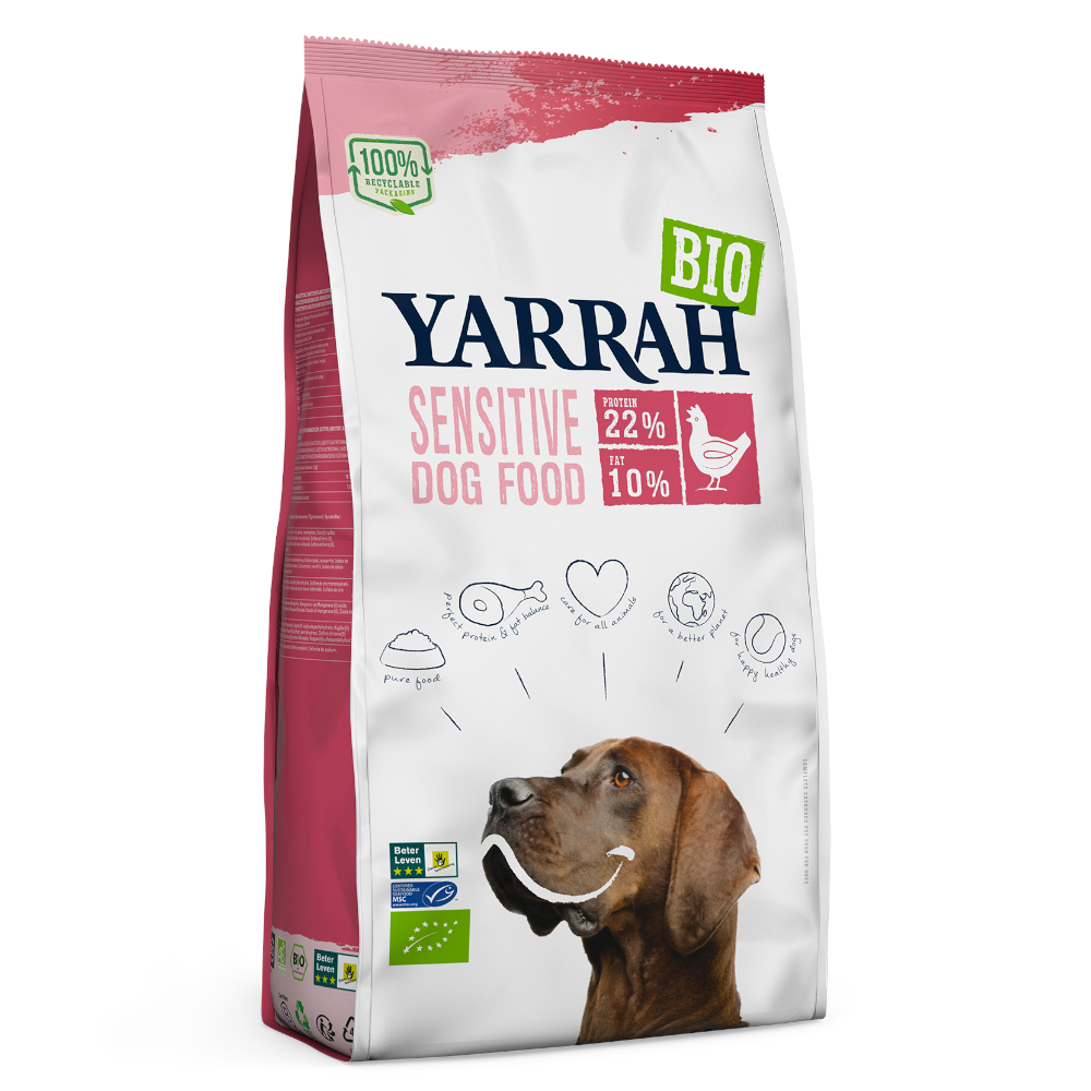 10kg Yarrah Bio Sensitive, poulet & riz bio - Croquettes