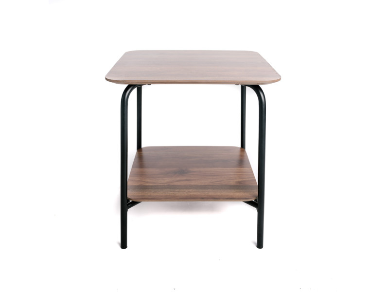 Table d'appoint bois, table à café bois foncé et métal
