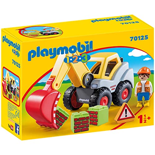 Playmobil 1.2.3 70125 Pelleteuse - avec Un Personnage, Un excavateur