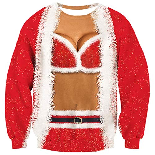 Goodstoworld Pull Noel Unisexe 3D Ugly Christmas Sweater à Manches