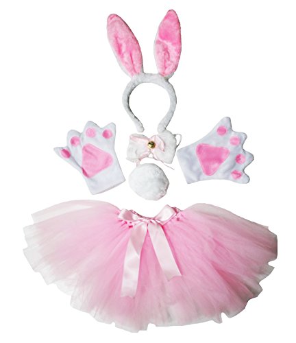 Costume de Pâques lapin rose avec serre-tête, bandeau, pattes de