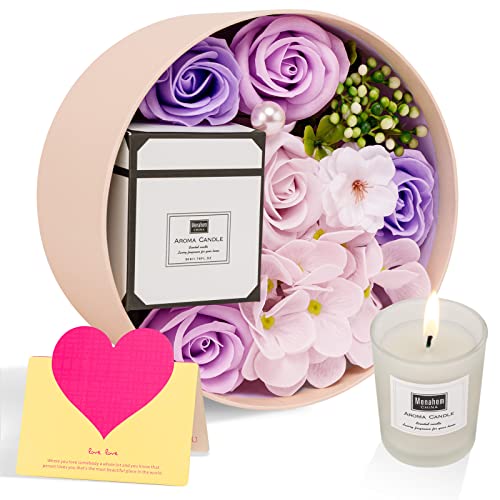 ANBET Fleur de Savon avec Coffret Bougies Parfumées - Cadeau