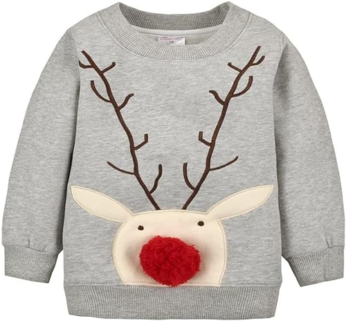 Bébé Sweat-Shirt Noël Pull-over pour Enfant Épais Sweatshirt Tops pour