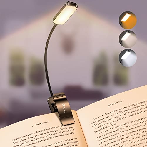 Gritin Lampe de Lecture Rechargeable, 9 LED Liseuse Lampe Clip,