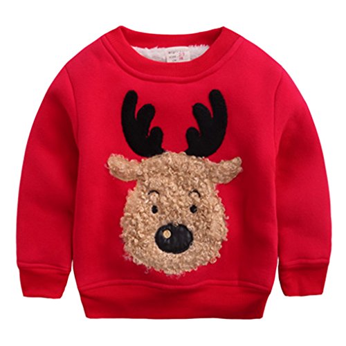 Happy Cherry - Sweat-Shirt/Sweater/Hoodie Imprimé Wapiti Bébé Enfant Unisexe pour