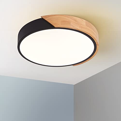Plafonnier LED,Lampe Plafond à encastrer 24W Noir lumière chaude Ø30CM