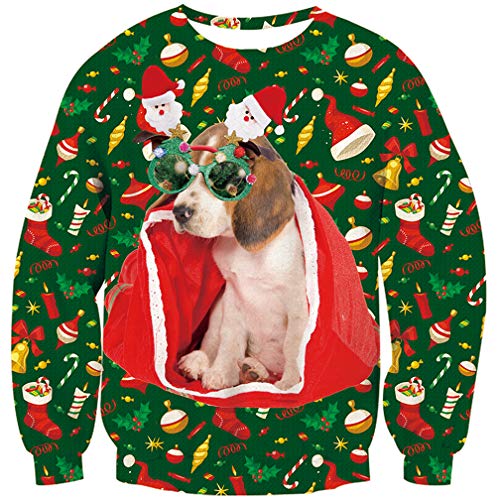 Goodstoworld Ugly Christmas Sweater Men Womens Cat 3D Printed Long