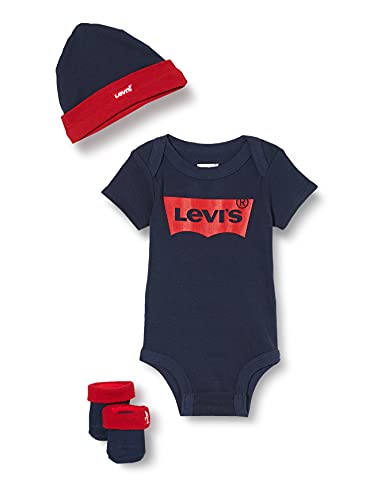 Levi's Kids Classic Batwing Infant Hat, Bodysuit, Bootie Set 3PC