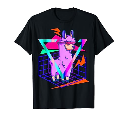 Vaporwave Aesthetic Synthwave Lama Années 80 90 T-Shirt