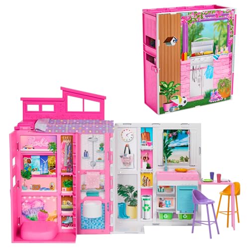 Barbie Maison de vacances Coffret avec poupée, avec 4 zones
