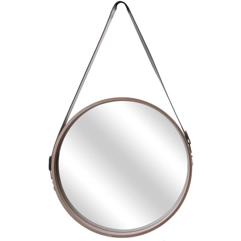 Miroir rond avec anse en PU Barber 40 cm