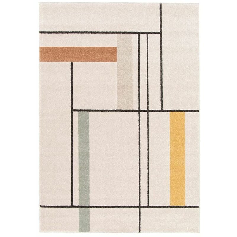 Hellocarpet - Tapis design rectangle à courtes mèches crème Tilo