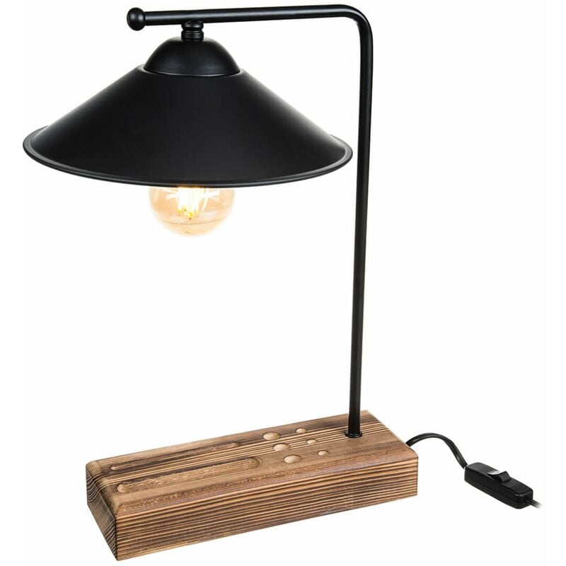 Lampe de bureau en bois métal abs 38 cm E27
