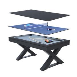 Table multi-jeux en bois noir ping-pong et billard TEXAS