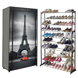 Étagère range chaussures 50 paires + housse imprimé Paris