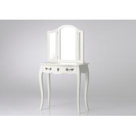 Coiffeuse 80 cm avec miroir en bois blanc - CHARMY
