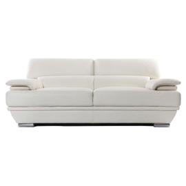 Canapé cuir design 3 places avec têtières ajustables blanc cassé