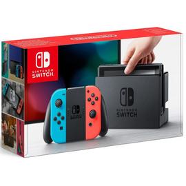 Nintendo Switch avec Joy-Con rouge fluorescent et bleu néon