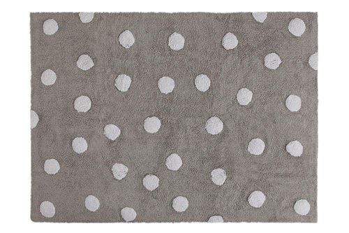 Tapis coton motif pois - gris - 120 x 160