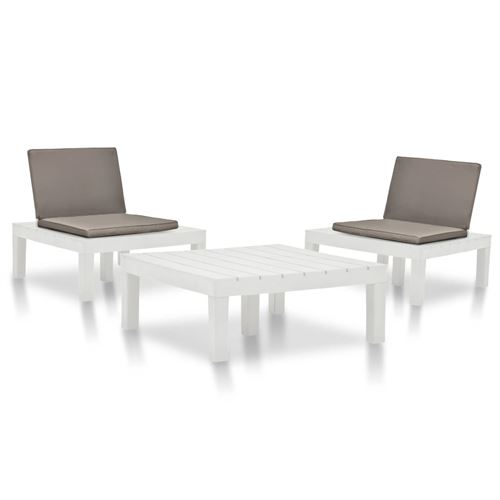vidaXL Salon de jardin - 2 chaises + 1 table