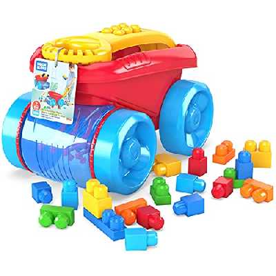 Mega Bloks Mon Wagon Ramasseur de Blocs rouge, briques et jeu de construction, 20 pièces, jouet pour bébé et enfant de 1 à 5 ans, CNG23